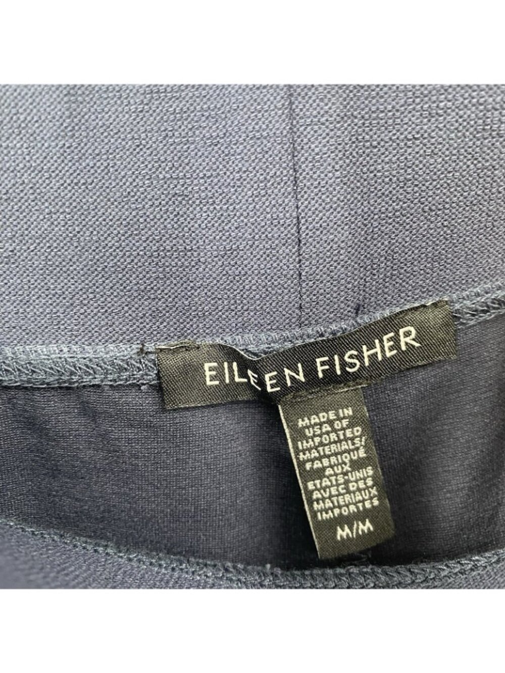 Eileen Fisher Size M Navy Blue Ankle Pants Stretch Slit Hem Pull On - Picture 5 of 12